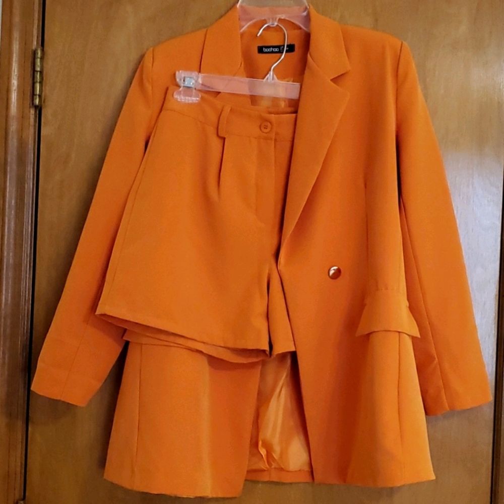 Boohoo Orange Shorts Suit Set